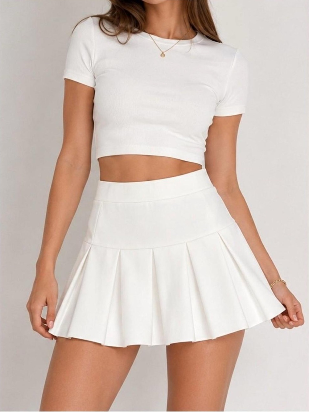 Lioness White Pleated Skater Skirt